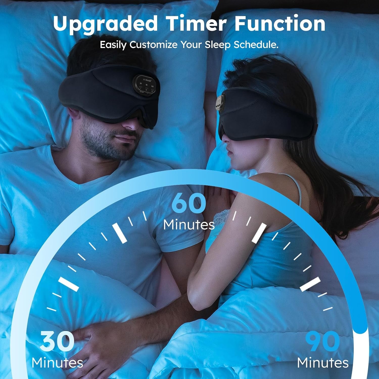 White Noise Sleep Mask, 3D Sleep Headphones with 16 Soothing Sounds, Bluetooth 5.4 Sleep Eye Mask with Timer, Total Blackout Sleeping Headphones for Side Sleeper(Black)